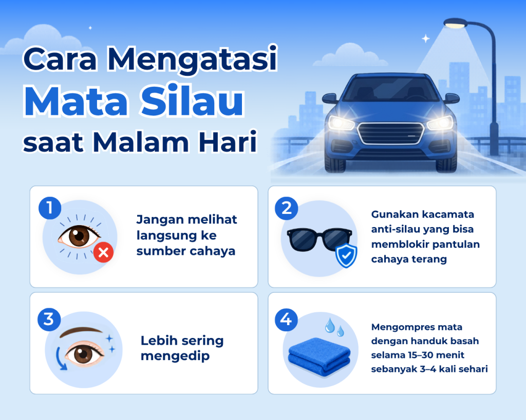 Infografis Mata Silau saat Malam Hari