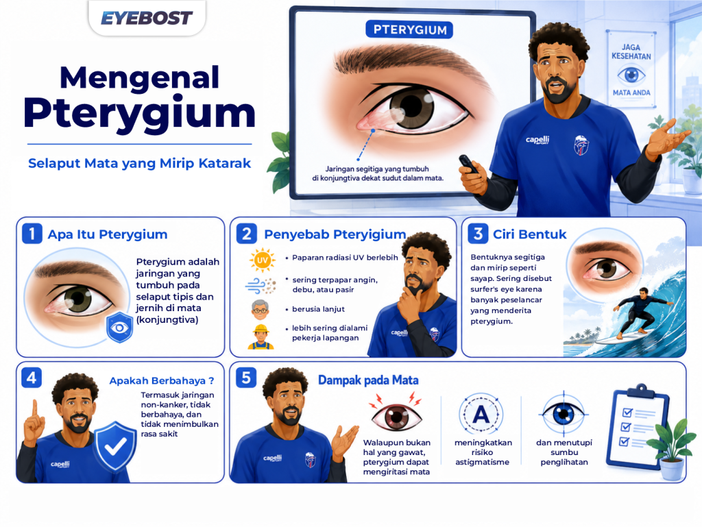 Infografis Pterygium Selaput Mata yang Mirip Katarak